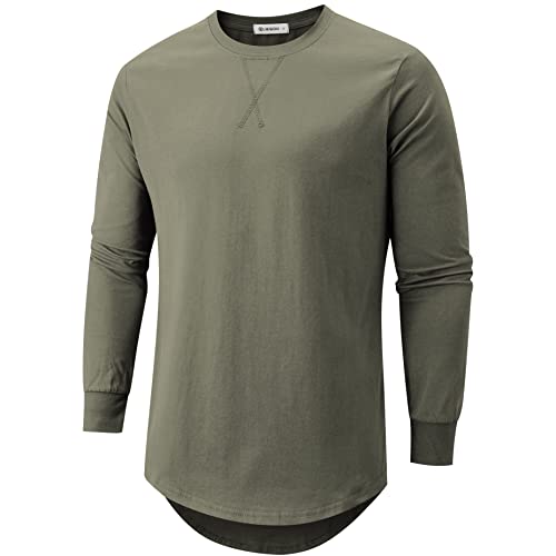 Image of KLIEGOU Men's 100% Cotton Longline T-Shirt, Pre-Shrunk Soft
