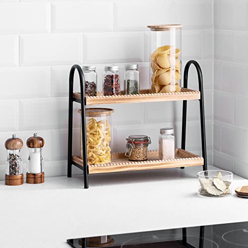 Navaris 57295.05.2 2 Tier Countertop Organizer - Bathroom Kitchen Counter Shelf Rack Caddy Tray For Storage - Small Wood Two Tiered Organization Shelves thumb #4