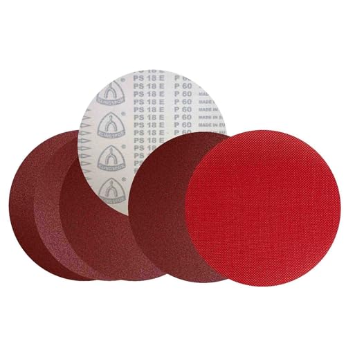 Klingspor Disco de lijado PS 18 EK, incluye lámina de velcro Klingspor CS 396 Y, diámetro de 300 mm, sin perforar (GLS 0), 5 unidades más revestimiento de velcro, grano: 120