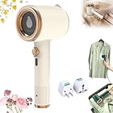 RJDJ Retrospecti Portable Mini Ironing Machine, Emboadlie Portable Mini Ironing Machine, Travel Mini Steam Iron, Handheld Steam Iron for Clothes, Travel Garment Steamer with Fast Heat-Up (Beige)