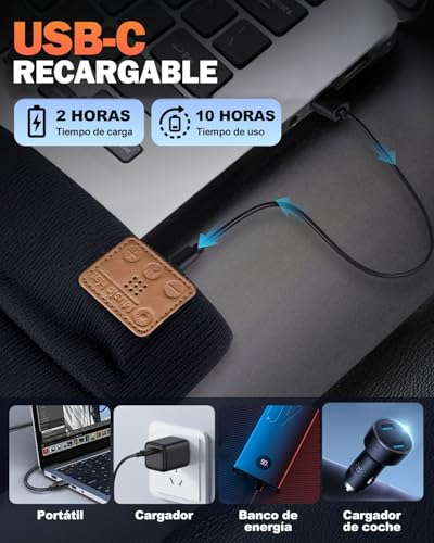 Gorro con Luz LED y Bluetooth 5.3, Gorro Lana con Linterna Frontal Recargable USB, 8 Modos de Iluminación, Regalo Original para Hombre, Ideal para Running, Camping y Ciclismo, Blanco Luz - imagen 6