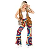 Fun Shack Hippie Kostüm Damen, Hippie Hose Damen, 70er Jahre Outfit Frauen, Flower Power Hose, Halloween Kostüm Frauen, Karvenal Kostum, Fasching, S