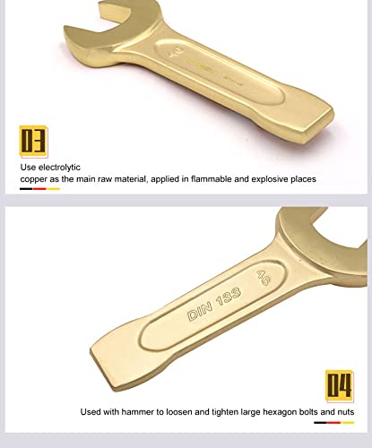 WEDO Non-Sparking Open End Striking Wrench,32mm,Spark-Free Safety Striking Spanner,Beryllium Copper,Length 190mm,Metric,Corrosion-Resistance,Non-Magnetic,DIN133,BAM & FM Certificate - Image 8