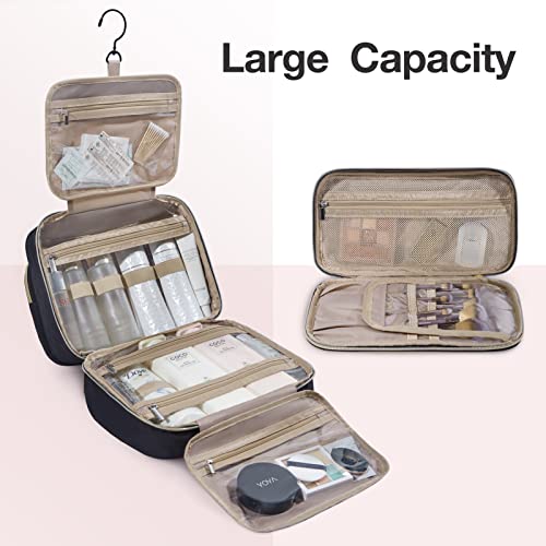Image of Hanging Toiletry Bag, BAGSMART Toiletry Bag for Women with Makeup Brush Bag, Water-resistant Travel Makeup Bag Organizer with Hanging Hook for Full Sized Toiletries,Travel Accessories, Black