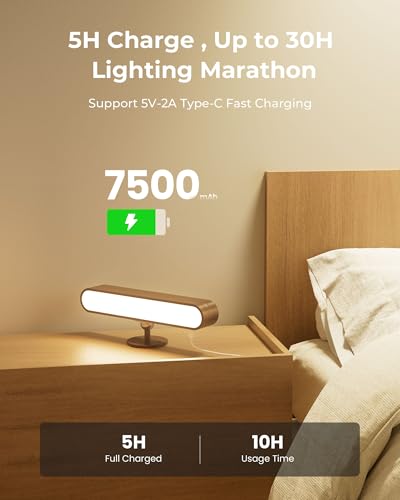 Image of Rechargeable Walnut Wood Wall Sconces Set of Two LED Wall Lights for Bedroom,Touch and Remote Control,360 Rotate Magnetic Wall Light,3 Colors Dimmable Brightness Wall Lamps with 15 RGB Colors, 2 Pack