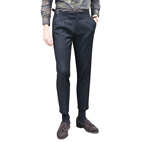 Men's Gurkha Naples Italian Style Pants Wrinkle Resistant Fabric No Belt Needed