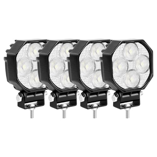 Willpower 4pcs Focos LED 2.8'' 7cm 16W Barra de Luz Led 12V 24V Faros Led Trabajo Largo Alcance Faros de Niebla 6000K para Tractor Coche 4x4 Barco Off Road Camino ATV UTV SUV 4WD, Floodlights