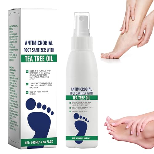 Antimicrobial Foot Spray with Tea Tree Oil, Quick Antiperspirant to Remove Foot Odor and Refreshing...