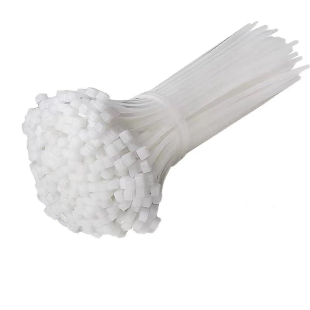 Wzddxunsf White-3X100mm Plastic Clamping Collar Serrated Cable Zip Tie Arrangement Clamp Self-Locking Management Bundles(,100Pcs)