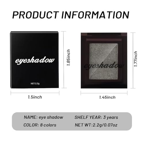 Image of WanTuoluo Sparkly Eyeshadow Palette for Women, Single Monochrome Eye Shadow Makeup, Shiny Pressed Cream Powder, Blendable Natural sombras para ojos, Holographic,Vegan,Travel (03-Glitter-Silver White)
