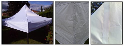 Tonnelle pliante 3 x 4.5 m bleu acier pour abriter vos grands repas de famille au jardin