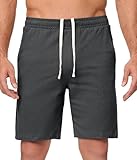 JMIERR Men's Athletic Shorts Cotton Jersey Shorts Pull-On Knit Shorts with Pockets, Gym Shorts, 9' Inseam US 34 (Medium) Dark Grey