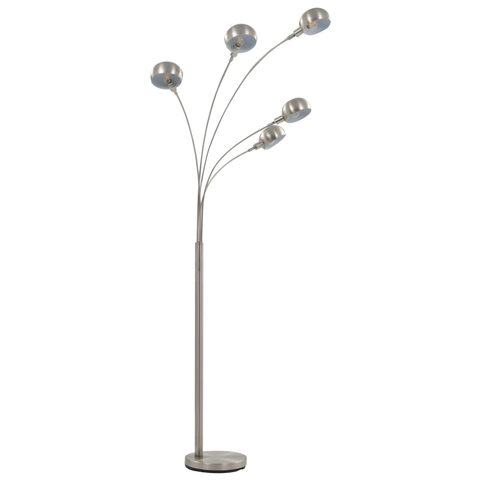 Lampada da Terra ad Arco Moderna 5 Luci Regolabile in Altezza E14 Argento e Bianco Acciaio Cromato 200 cm