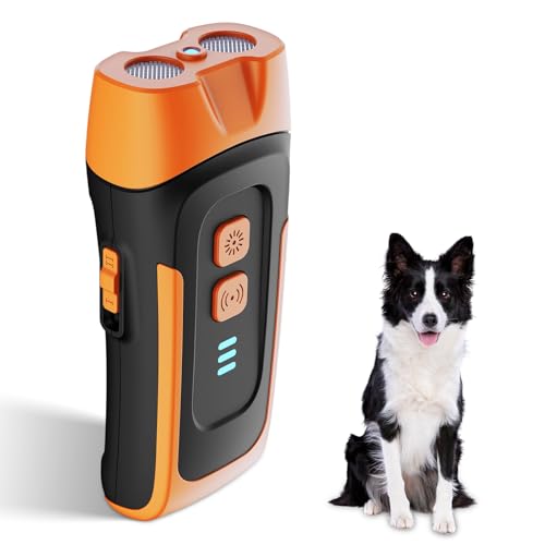 Antibell für Hunde,40 Fuß Antibell Ultraschall Gerät, 2 Modi Anti Bell Gerät Hunde mit Stroboskop Taschenlampe, wasserdicht Anti Bell Gerät Hunde,Geeignet für kleine, mittelgroße und große Hunde.