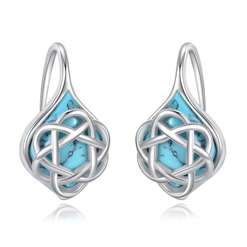 Boucles d'oreilles nœud celtique, symbole d'amour éternel et protection turquoise