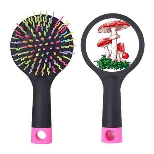 Brosse à cheveux démêlante ergonomique champignon rouge pour éliminer les nœuds rebelles