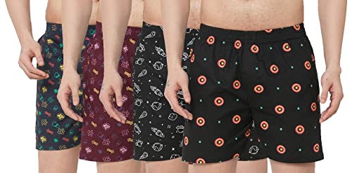 Image of GoSriKi Men's Cotton Printed Boxer Shorts (Pack of 4) (ANL-BXR-PACK-4-GS-067)