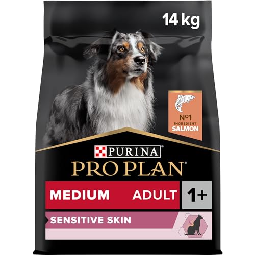 Pro Plan Medium Adult Sensitive Skin, Hundefutter trocken, reich an Lachs, 1er Pack (1 x 14 kg)