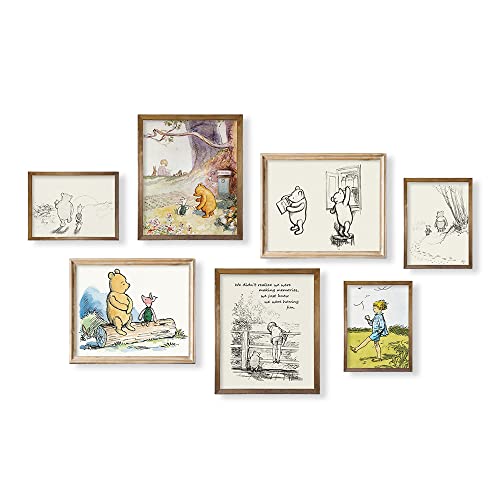 Image of Winnie The Pooh Nursery Wall Art - Motivational Quote for Kids Little Boys Bedroom - Vintage Hundred Acre Wood Poster - You Are Braver Than You Think - Toddler Room Decor - Gifts for Winnie Fans Lover