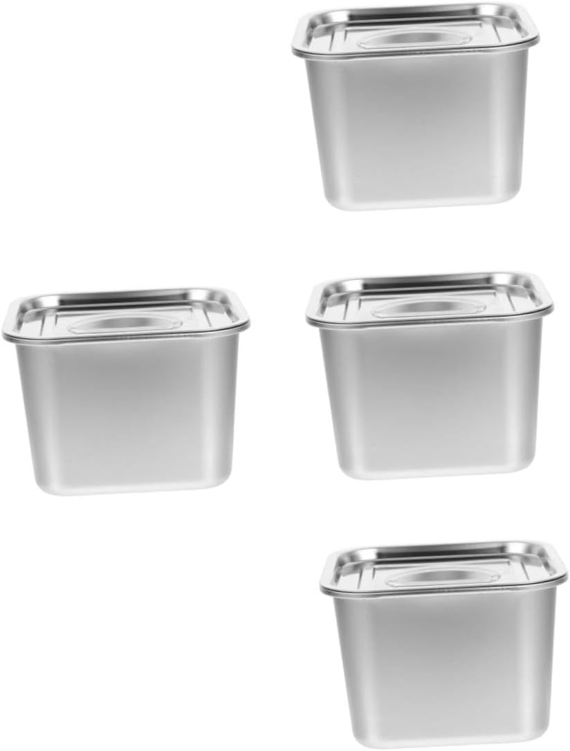 4pcs Stainless Steel Condiment Pot Lid Versatile Seasoning Storage Container for Spices and Sugar Stylish Kitchen Organizer for Clean and Tidy Countertops