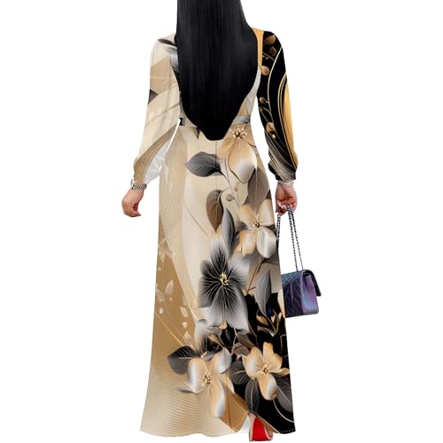 Image of PinkPatty Women's Long Sleeve Maxi Dress Plus Size Trendy Wedding Guest Wrap Dress with Pockets&Belt