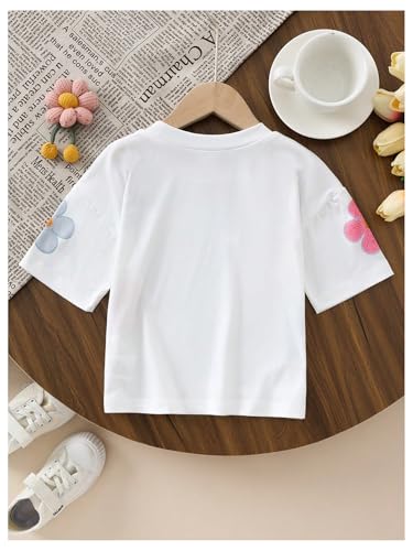 Verdusa Toddler Girl's 3D Floral Print T Shirt Round Neck Short Sleeve Cute Tops2