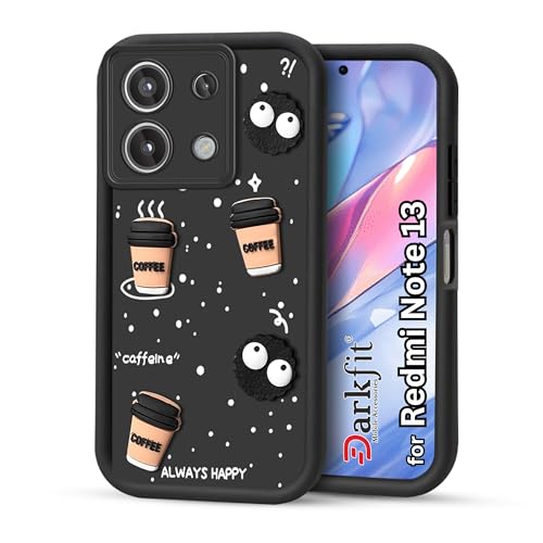 Image of Back Case Cover Compatible with Mi Redmi Note 13 5G | Cute Fun Cartoon Ball 3D Coffee Silicone Case | Body Protection | Camera Protection | Shock Proof | Color Black | Pack of 1