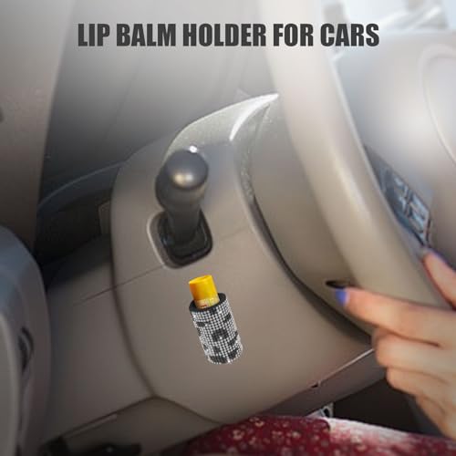 Image of Upright Car Chapstick Holder, Bling Insulating Lip Balm Holder,Rhinestone Car Accessories for Women Interior ,Suitable for Most Vehicles. (Cow)