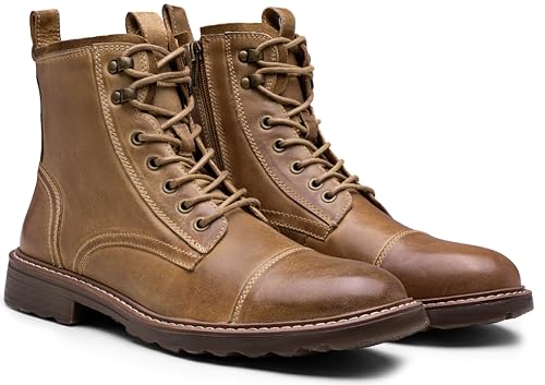 Image of Vostey Mens Boots Motorcycle Casual Boots for Men Zipper Fashion Chukka Boots Mens