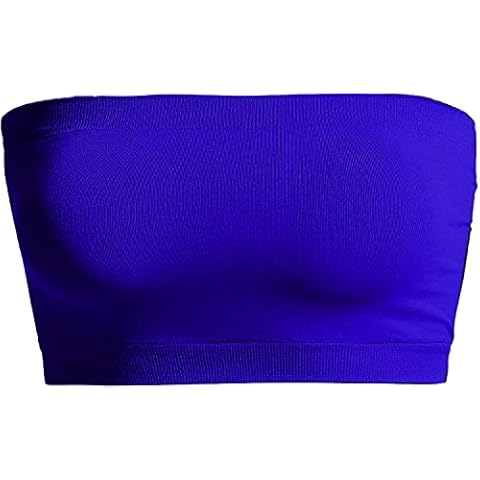 Women's Sexy Crop Top Sleeveless Stretchy Solid Casual Strapless Summer Tube Top Royal Blue Plus Cover