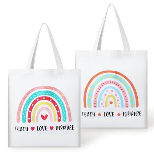 Radsocken Thank You Teacher Gifts for Women 2Pcs Rainbow Tote Bags