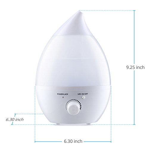 TopElek 1, 3 Liter Ultraschall- Luftbefeuchter Humidifier mit 7 Farbe LED, Cool Mist und Automatische Abschaltung-2