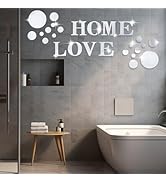 Auliuse 26 Pcs Acrylic Mirror Wall Stickers DIY Mirror Effect Wall Decals, 3D Wall Sticker Home L...