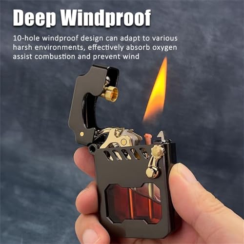 Encendedor metálico recargable a keroseno negro miniatura 4