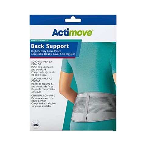 Large/ X Large Actimove EVERYDAY SUPPORTS Back Support, High-Density Foam Panel with Adjustable Double Layer Compression, Silver Cover