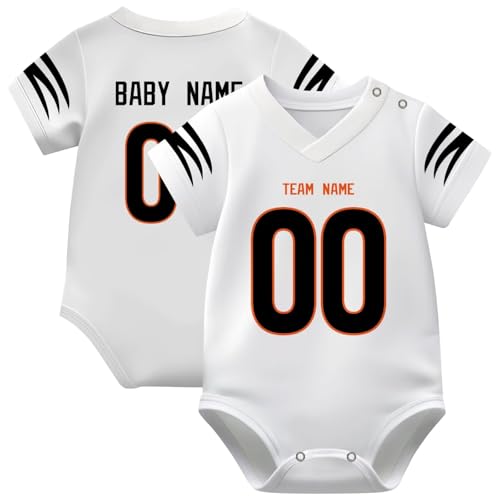Image of KREDE Baby Clothes Unisex Bodysuit Jersey Style Custom Name Number for Baby Boys