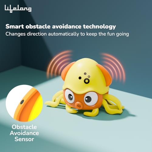 Image of Lifelong Cuppy Crawling Octopus Toy for Babies | Musical Toy with Lights & Obstacle Sensor | Type-C Charging | BPA-Free, Safe for Toddlers | Baby Learning Toy for Tummy Time, Crawling & Motor Skills
