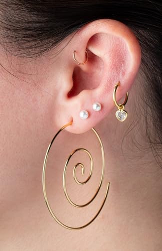 14-20GA Stainless Steel Large Spiral Coiled Hoop Earrings, Sold as a Pair2