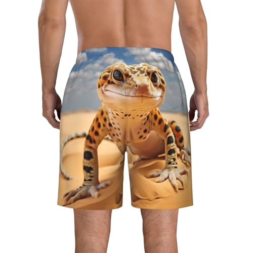 Sand Leopard Gecko Print Beach Shorts Swim Trunks Swimwear for Men Bathing Suit Men's Shorts with 3 Pockets3