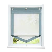 ESLIR Raffrollo Landhausstil Weiß - Bändchenrollo Ohne Bohren Für Küche & Wohnzimmer