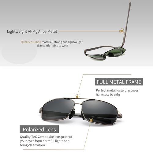 Image of SUNGAIT UV protection Ultra Lightweight Rectangular Polarized Sunglasses