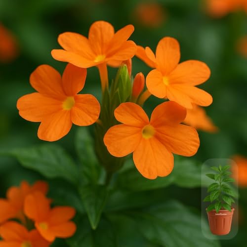 Image of Indian Gardens - Kanakambaram | Aboli | Priyadarsha | Flowering Crossandra | Pagoda Flower | firecracker flower | Live plant with pot (Red, 6 inchTerracotta)