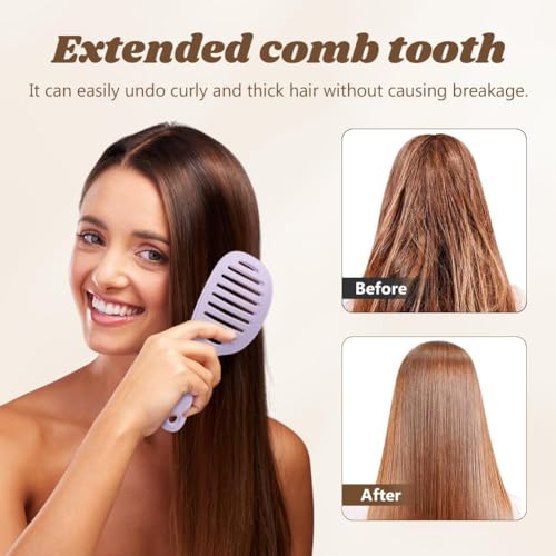 Image of Detangling Hair Brush,Curly & Straight Hair for Women Men,Portable Vented Paddle Brush for Wet Dry & Damaged Hair,Salon & Home Personal Use (Purple)