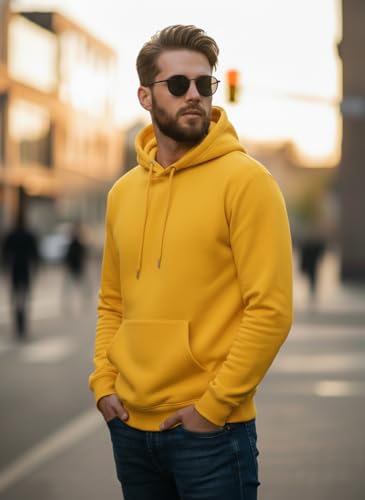 Image of Men Regular Fit Fleece ||Black||Hoodie Solid||Sweatshirt-JM3860
