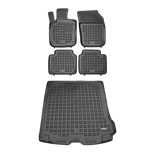 REZAW-PLAST Premium Floor Mats Set Compatible with Volvo V90 Cross Country 2017-2024 Automotive Floor Mats & Cargo Liners Tailored All Weather Custom Fit Car Accessories Black