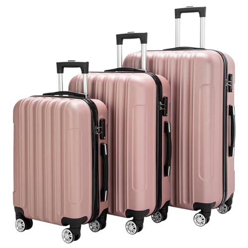 Luggage Set of 3 Portable ABS Trolley Case, 20" / 24" / 28" Large Capacity Carry on Suitcase with 360° Spinner Wheels and Alloy Handle, Multifunctional Traveling Storage Suitcase for Business Trip2