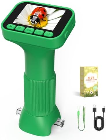 Trigowalt 1000X Mikroskop für Kinder 2.4" Bildschirm 4K HD Taschenmikroskop | Digitales Mikroskop Lupe, Tragbares für Outdoor Abenteuer, STEM-Spielzeug Weihnacht Geschenk für Junge