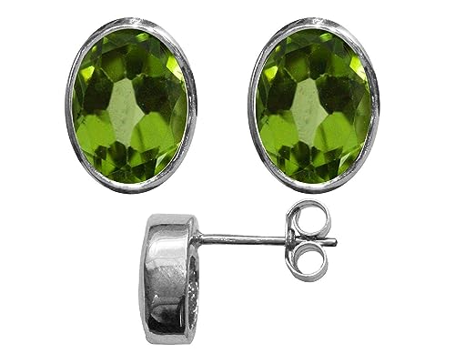Péridot 3.00ct ovale solitaire boucles d'oreilles bjc argent massif 925