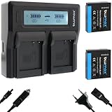  Blumax Lot de 2 batteries 700 mAh 7,2 V 5 Wh + double chargeur pour Panasonic DMW-BLH7 / DMW-BLH7E / DMW-BLH7PP Lumix DMC-GM1 / DMC-GM5 / DMC-GF7 Dual Charger pour 2 batteries simultanément