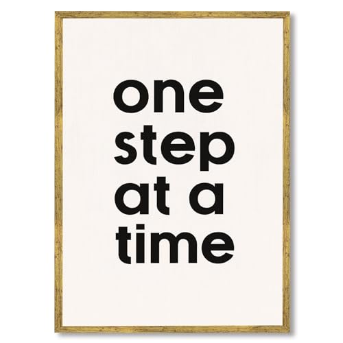 Framed One Step At A Time Poster Canvas Print Art Minimalist Aest...